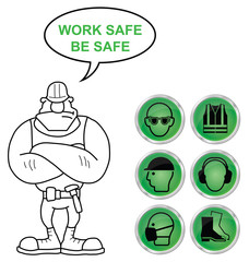 Green Health and Safety icons and builder