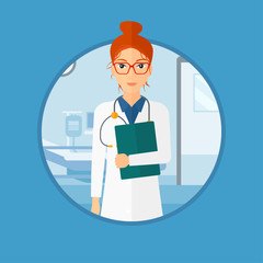 Doctor with file in medical office.