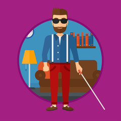 Blind man with stick.