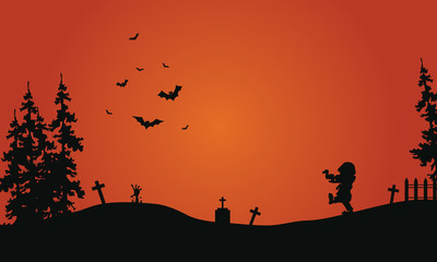 Halloween red background scenery