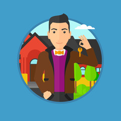 Real estate agent with key.