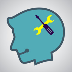 Silhouette of Human Head With Tools Icon