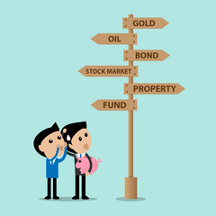 business consultant advise young investor for several choice of