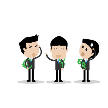 money currencies gain concept Euro Dollar Yen or Yuan