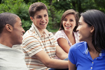 Fototapeta premium Teenage friends spending time together
