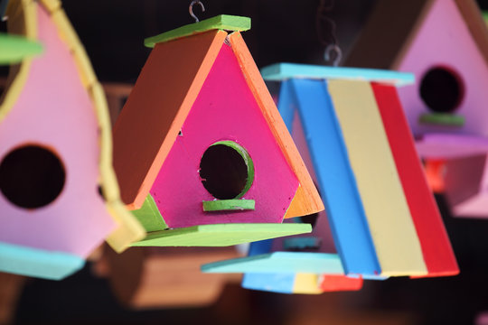 colorful bird house as background