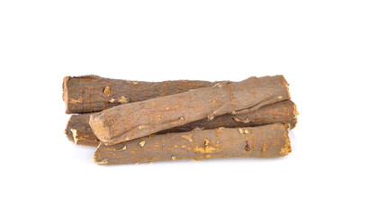 dried Liquorice roots isolated on a white background