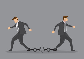 Fototapeta premium Businessmen Breaking Chain Link Vector Illustration