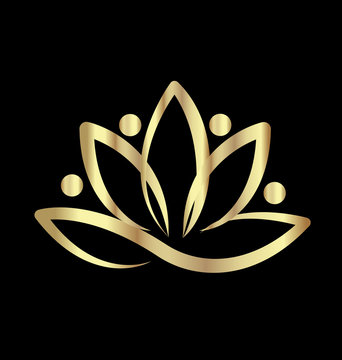 Gold lotus team yoga logo 