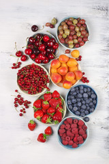 Various fruits in bowls