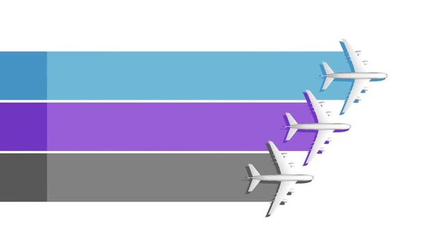 Three airplane title intro bar graphic, presentation templete.