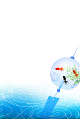 風鈴　金魚　暑中見舞い　背景 