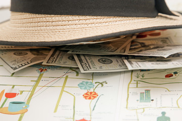 Lot of money under the straw panama hat