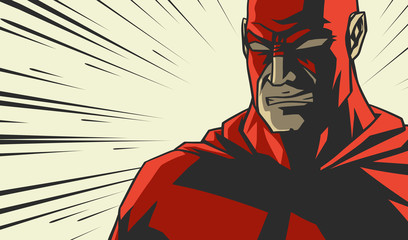 Comic superhero in red mask © yuravector