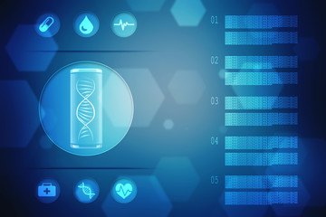 Naklejka premium Digital illustration DNA structure in colour background