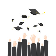 Throwing graduation hat in graduation ceremony. A symbol of Grad