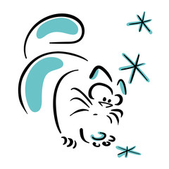 Snowflake melted into a cat's paw