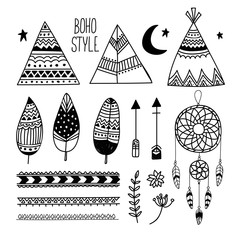 Set of ethnic Boho Elements.