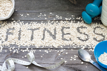 Fitness letters of oatmeal healthy lifestyle concept
