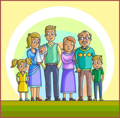 Big Happy Family. Parents with Children.