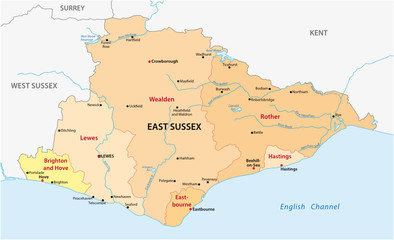 vector administrative map of the county east essex, england