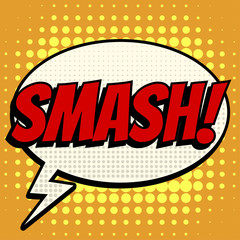 Smash comic book bubble text retro style