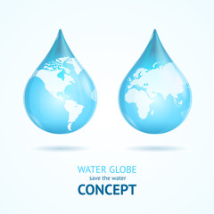 Obraz premium Water Globe Save Concept. Vector