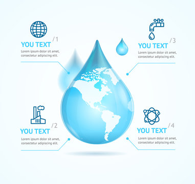 Water Globe Infographic Eco. Vector