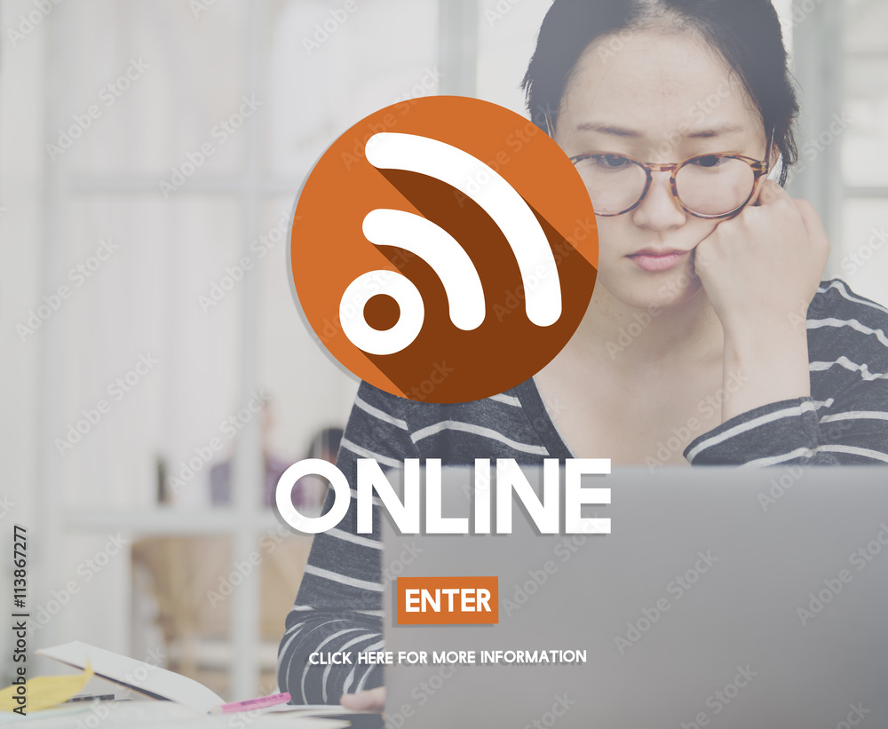 Poster online digital internet networking concept