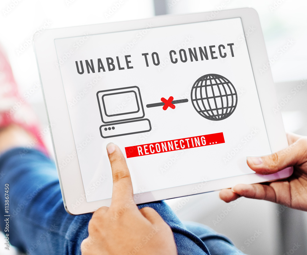 Poster unable connect disconnect error failure problem concept