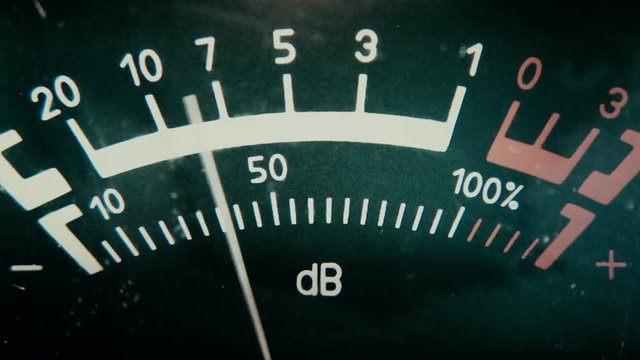 audio level meter on the old reel tape recorder