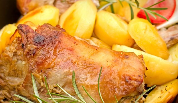 Roast lamb and roast potato