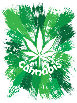 Cannabis leaf green brush texture background