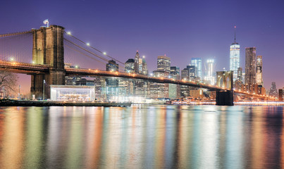 Fototapeta na wymiar New York City at night with freedom tower