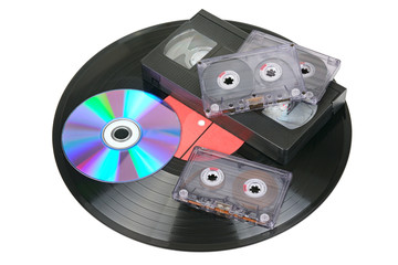 Vinyl disc, audio and video cassettes