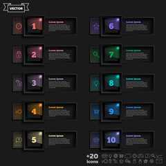 Vector infographic design list with colorful square.