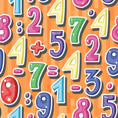 Seamless background with cartoon colored numbers