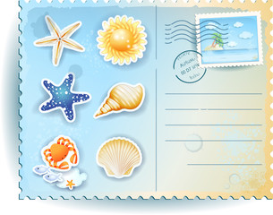 Obraz na płótnie Canvas Summer postcard with icons