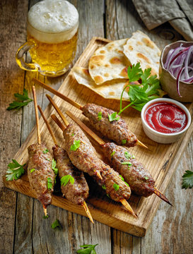 grilled minced meat skewers kebabs