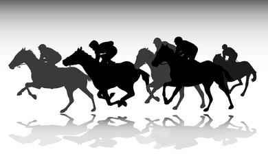 horse race silhouettes - vector