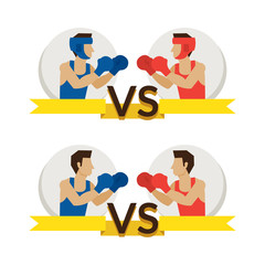 Boxing Athlete Fighting, Boxer, Versus Red and Blue Corner