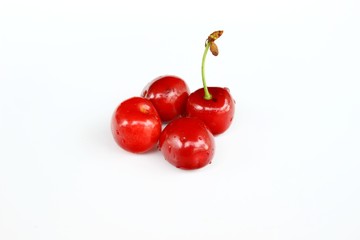 Cherries on white background 