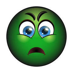 Sick green smiley. Emoticon with nausea