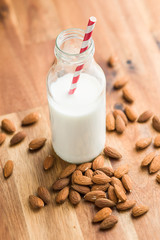 Almond milk and almonds.