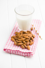 Almond milk and almonds.