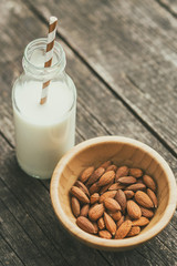 Almond milk and almonds.
