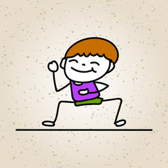 hand drawing cartoon happy people happy boy with happy smile hap