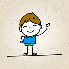 hand drawing cartoon happy people happy boy with happy smile hap