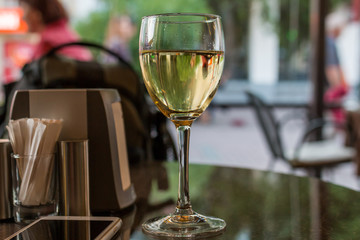 glass of wine in restaurant
