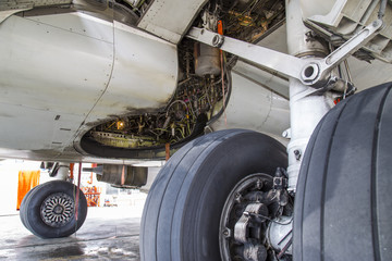 airplane landing gear detail view